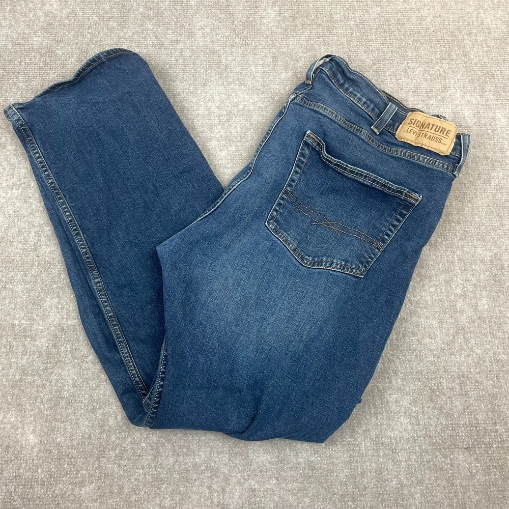 Signature By Levi Strauss & Co Jeans Mens 38x30‎ Blue Denim Cotton Straight Leg